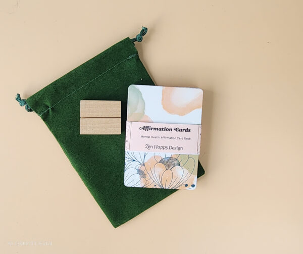 Mental Health Affirmation Cards with a Wooden Stand