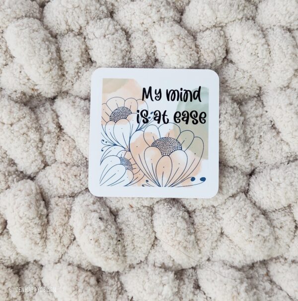 Mental Health Affirmation Stickers – 2x2 Zentangle Design with Peach & Green Watercolor Background