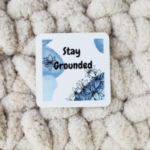 Zen Stress Relief Stickers with Flower Zentangle & Quotes - Blue Watercolor