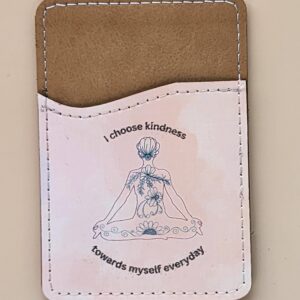 Yoga-Inspired Zentangle Design Phone Card Holder - Sublimated PU Leather, Red Watercolor