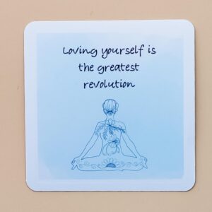 Zentangle Yoga Pose Sticker - 2.5-Inch Square - Motivational Quote - Watercolor Background