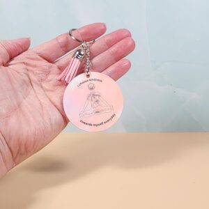 Yoga Pose Motivational Quote Keychain - 2-Inch Round Lightweight with Red Background