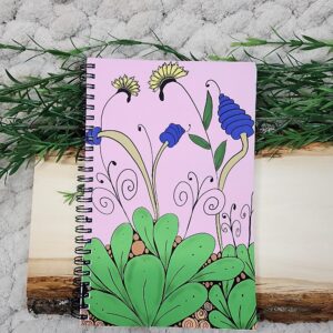 Flower Design Sketchbook - Soft Cover Spiral Dot Grid Notebook