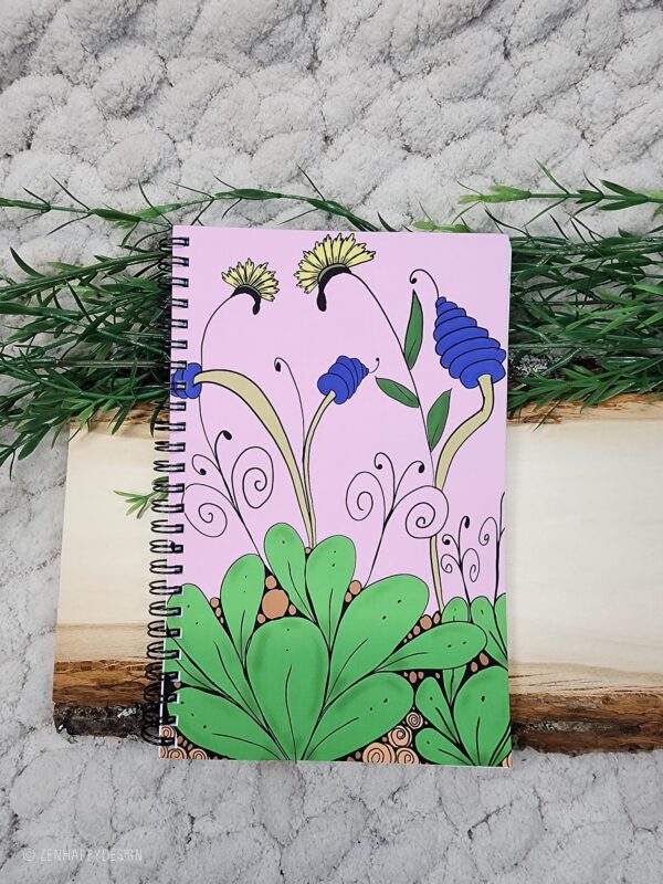 Flower Design Sketchbook - Soft Cover Spiral Dot Grid Notebook