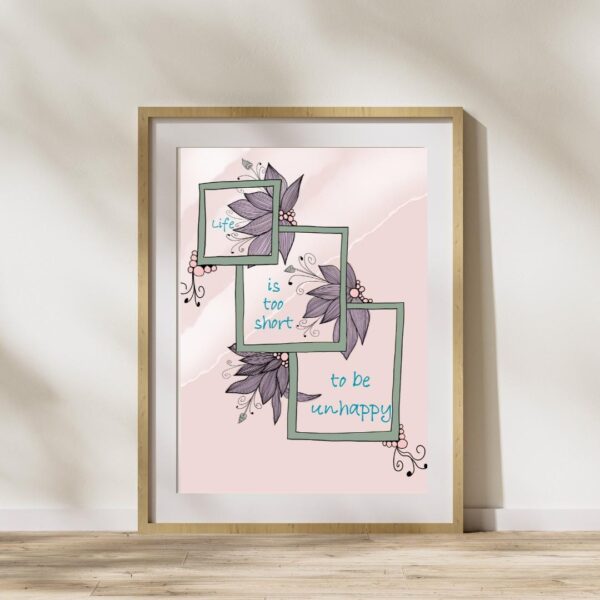 Motivational Art Print, Zentangle Design, Purple Quote Wall Decor