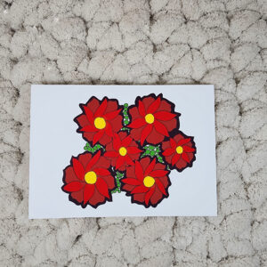 Zentangle Red Flower Art Print - Floral Wall Decor - 5x7 art print