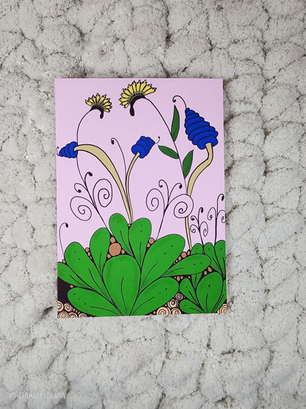 Flower Garden Zentangle Wall Art Print