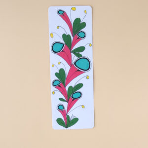 Zentangle Red Flowers on Vine Laminated Bookmark – Inspirational Bookmark for Creativity & Mindfulness